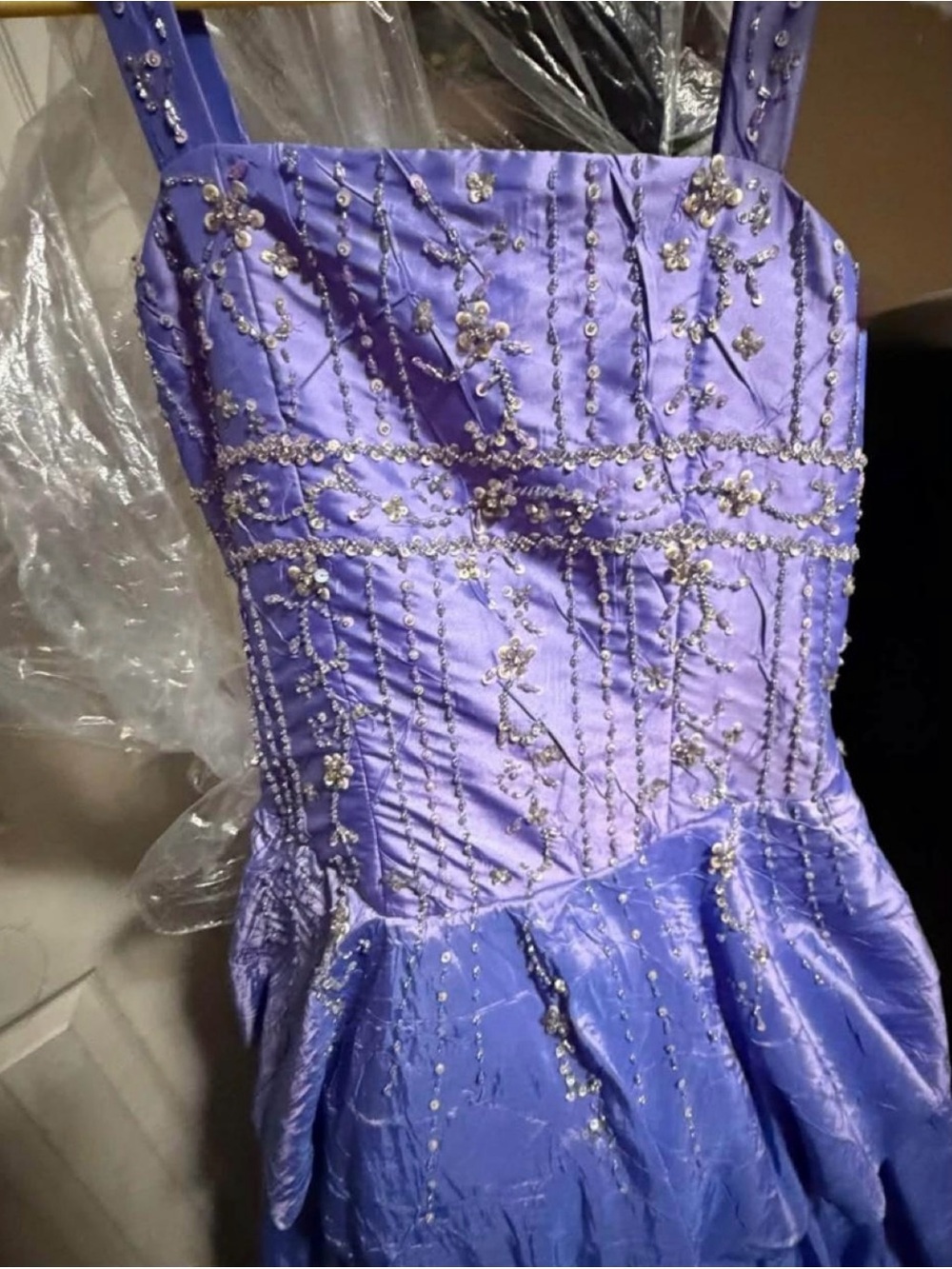 Girls Lavender Beaded Formal Dress with Embellished Bodice